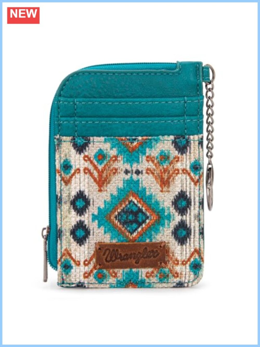 Western Aztec Card Wallet Keychain Small Card Holder Zip